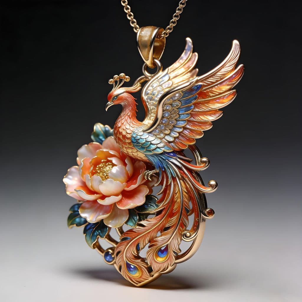 Peônia estilo antigo colar artesanal phoenix estilo chinês criativo phoenix peônia esmalte colar elegante pingente recom