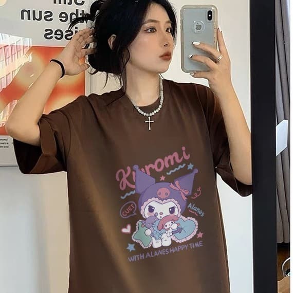 Camisa Femenina Algodão Kuromi Camiseta Premium Moda Verão