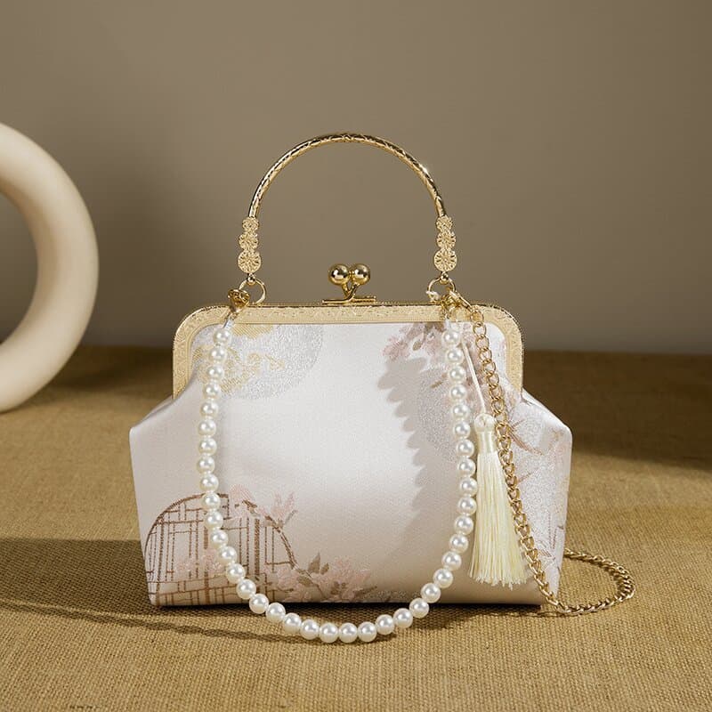 Bolsa estilo cheongsam chinês para mulheres, bolsa transversal com estrutura de metal, adequada para combinar com cheong