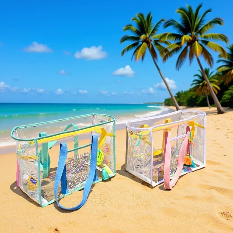 Saco de PVC colorido transparente de praia, forte resistência à água, grande quantidade de armazenamento