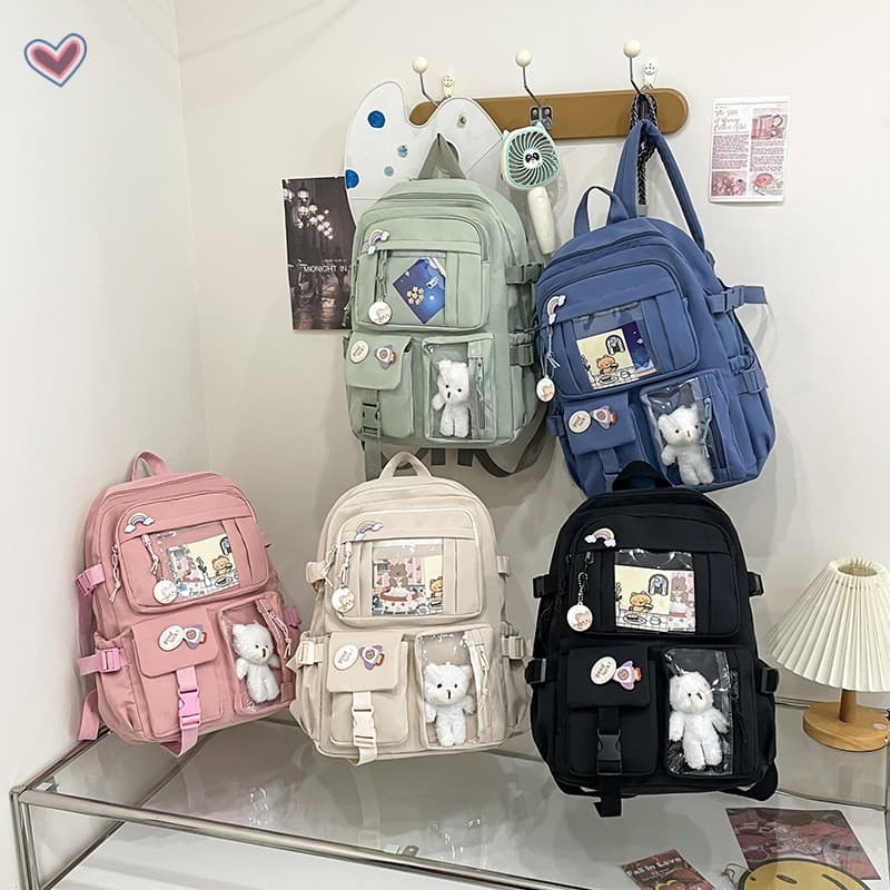 Mochila Fofa Estilo Coreano De Grande Capacidade – Bolsa Escolar Leve Para Meninas Do Ensino Médio