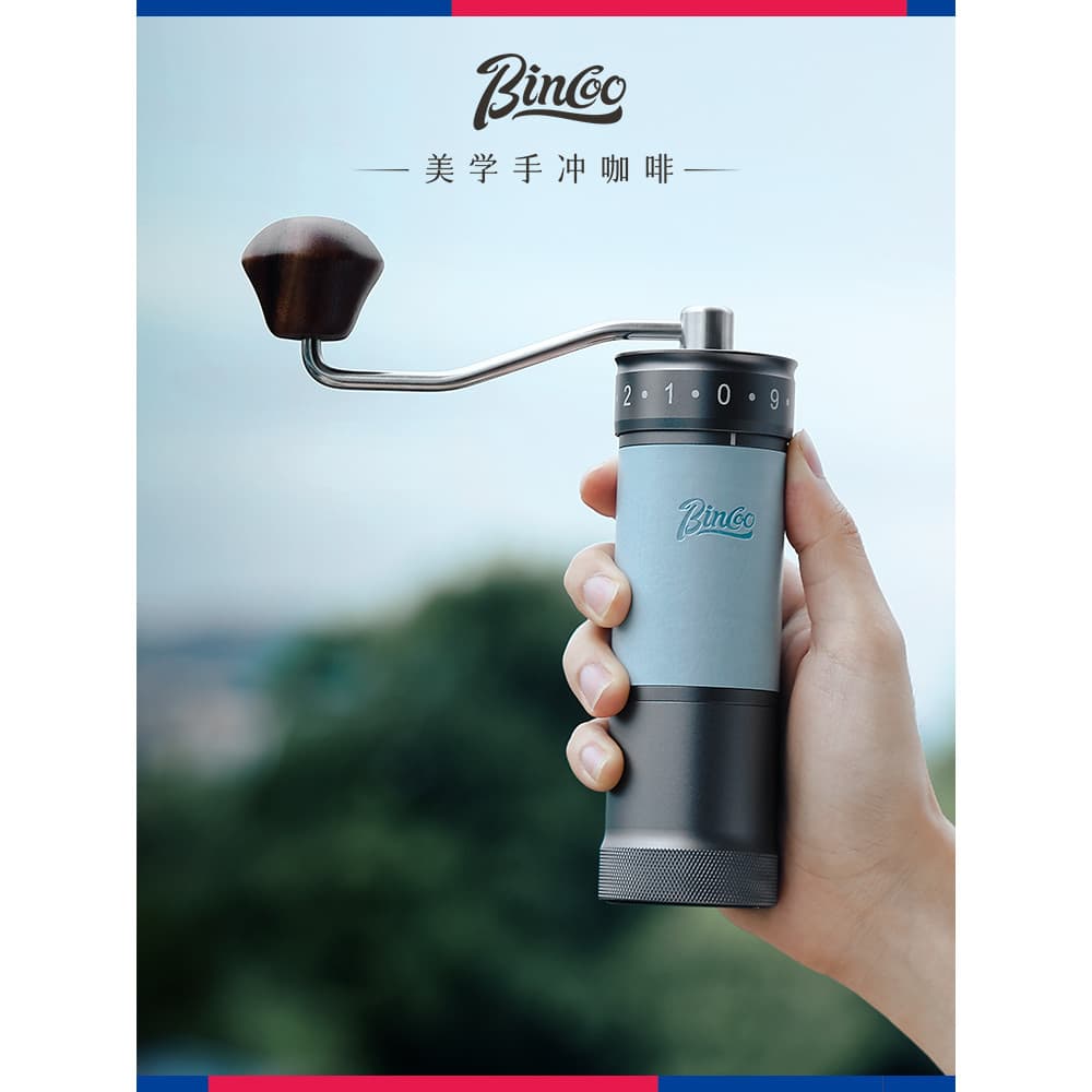 Bincoo moedor mão Brew café conjunto filtro papel moedor de café ferramenta conjunto completo azul cafeteira