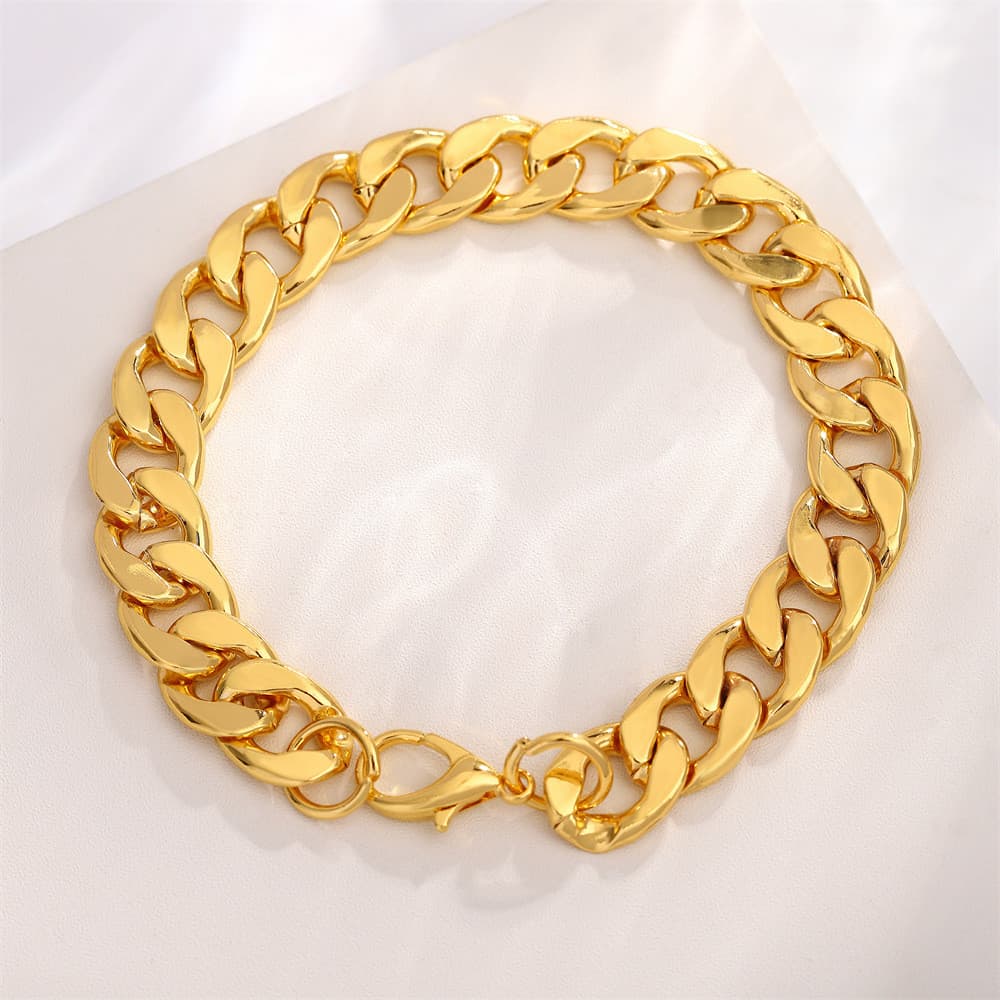 Pulseira masculina de ouro estilo europeu e americano, corrente larga personalizada para homens no estilo hip-hop, pulse