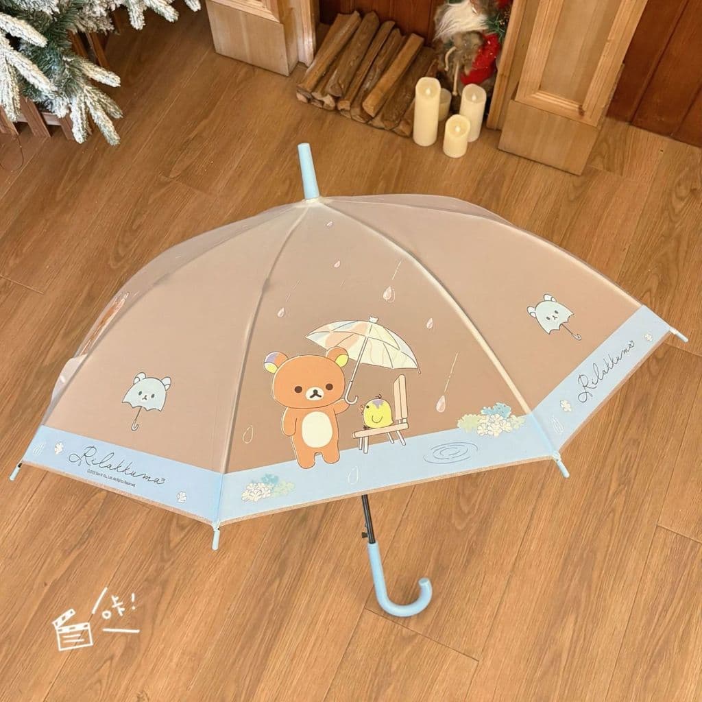 Rilakkuma guarda-chuva de alça longa de desenho animado, guarda-chuva fosco à prova de chuva Rilakkuma, estampa completa