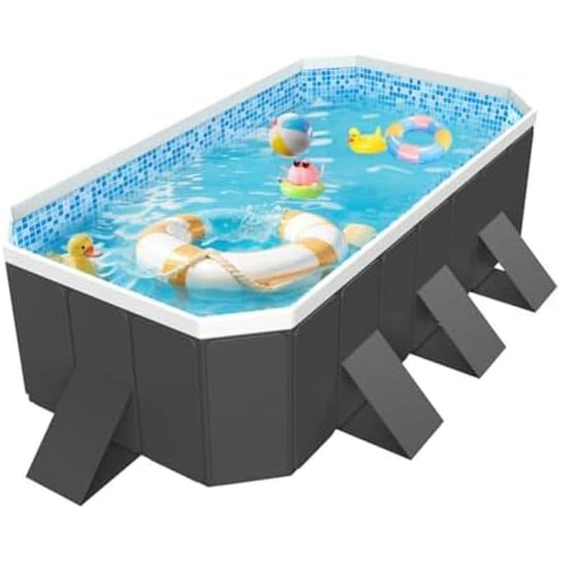 Piscina Dobrável Não Inflável Acima Do Solo Retangular Familiar Grande Com Painéis Laterais Reforçados Portátil Para Jar