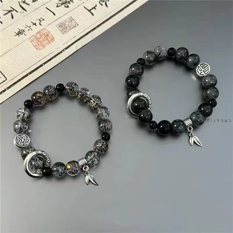 [Estoque pronto] Novo estilo chinês Ice Crack frisado pulseira masculina de alto valor 2025 novo estilo high-end corrend
