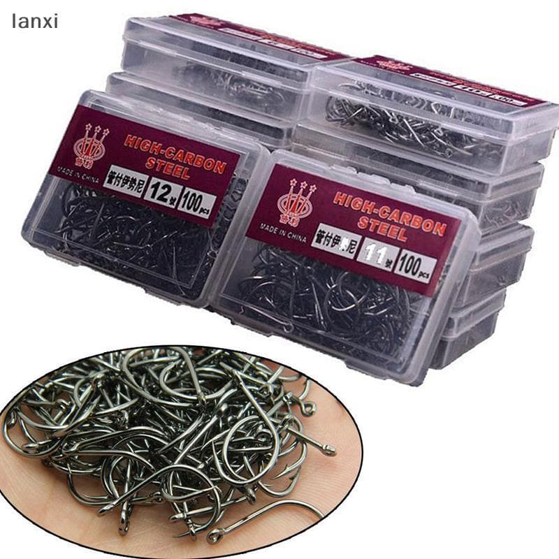 [LANXI] Ganchos De Pesca Circulares De Aço Carbono Anzol De Água Doce Com Furo De 4 Mm Para Conto De Peixes De Carpa
