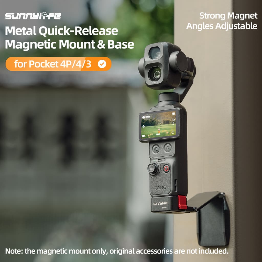 Suporte Magnético de Liberação Rápida em Metal Sunnylife para Osmo Pocket4P/4/3 com Base de 1/4in, Acessório para Fotogr