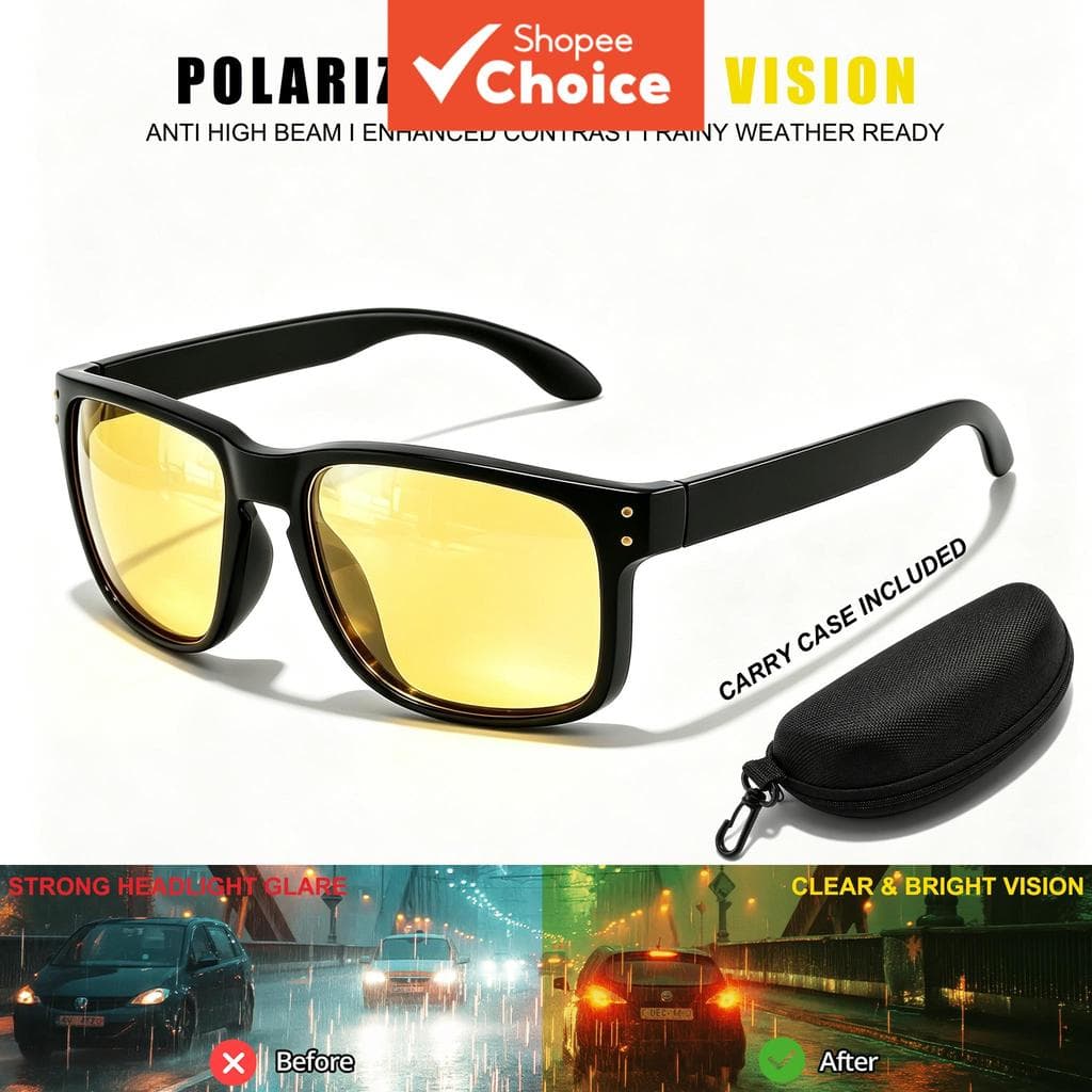 Óculos De Sol Polarizados Para Dirigir Noturno , Lente Amarela Uv400 , Antirreflexo , Leve Homens E Mulheres , Ciclismo