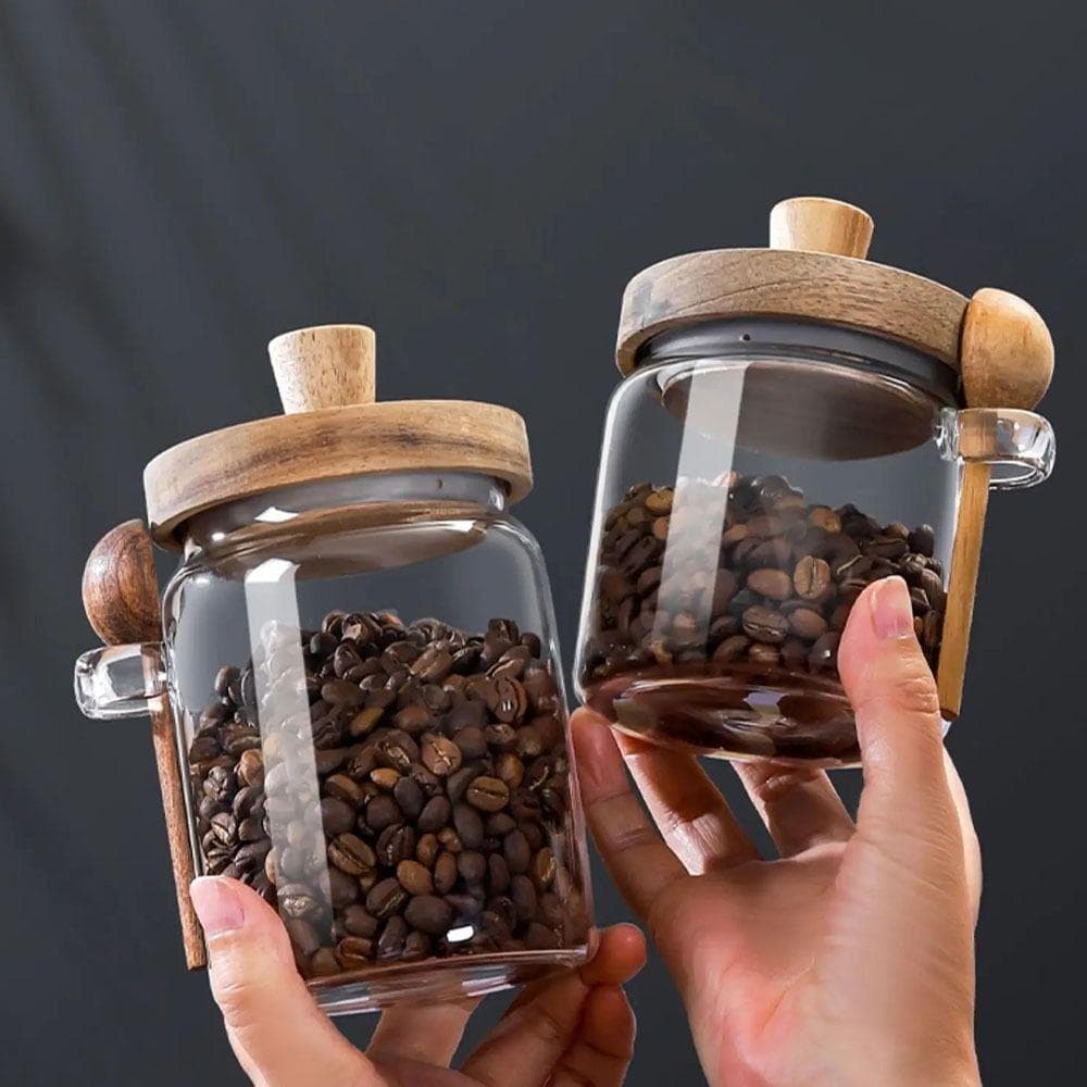 Recipientes Selados De Vidro , Com Tampa , Alça Superior , Frasco De Armazenamento De Grãos De Café , À Prova De Umidade