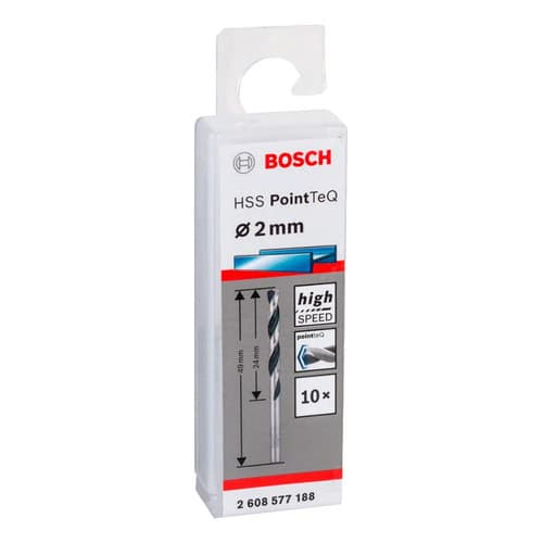 Kit 10 Brocas Bosch PointTeQ 2,0mm Aço HSS Metal Jogo Brocas Profissional Furadeira Parafusadeira Ferramenta