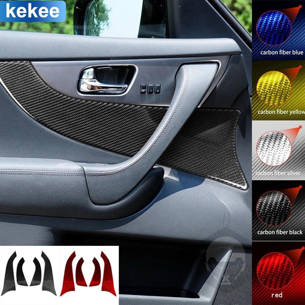 Para Infiniti FX QX70 Porta Braço Guarnição Painel Capa Peças Tuning Adesivo De Fibra Carbono Real Acessórios Moldagem I