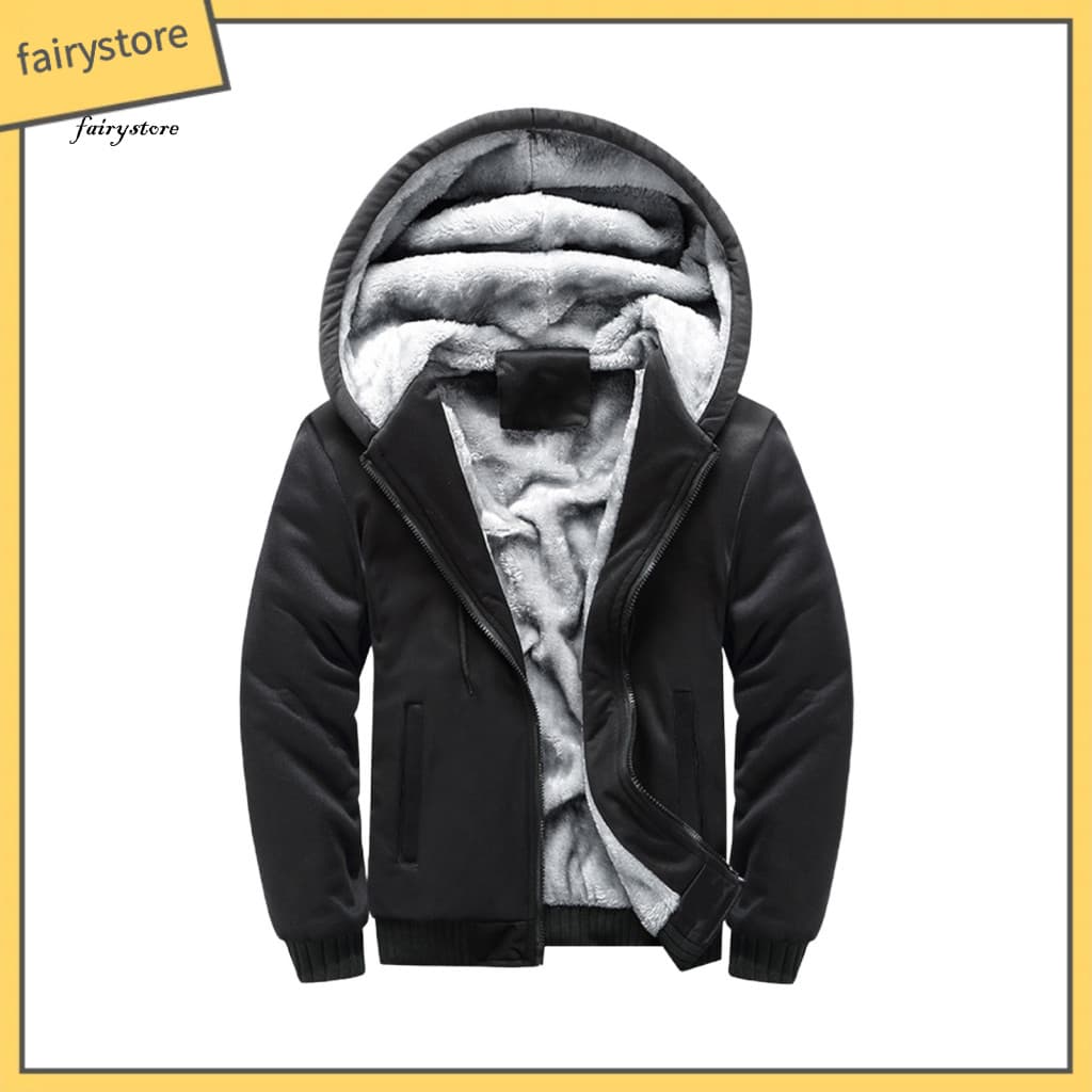 Thick Plush Men Cardigan Winter Jacket Men's Fall Fleece Lined Hoodie Long Sleeve Baseball Coat with Big Pockets Contras