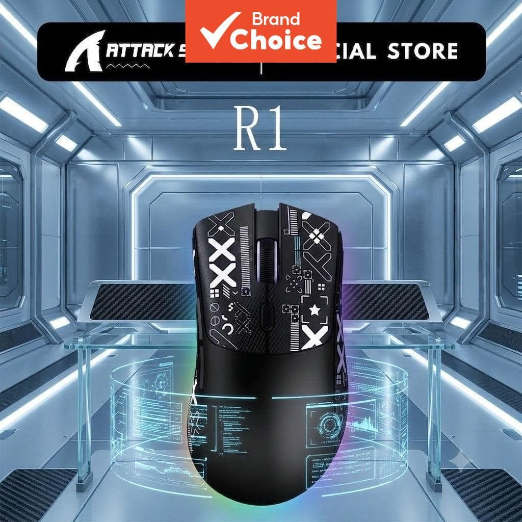 Attack Shark R1 PAW3311 Mouse Gamer Tri-Modo 1000Hz Ergonômico Recarregável Bluetooth 2.4G Sem Fio Com Fio