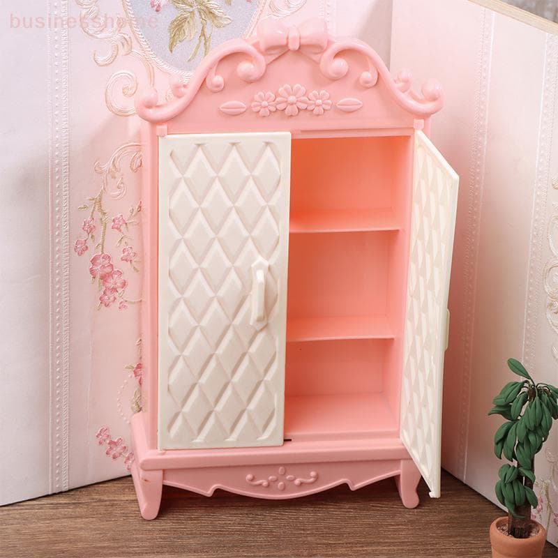 < busines > 1 : 12 Casa De Bonecas Em Miniatura Rosa Armário De Armazenamento Guarda-Roupa Loer Móveis Modelo Decoração