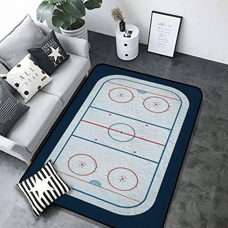 Tapete Moderno De Área Macia De Marcação De Rink De Hóquei No Gelo Detalhado De Vista Superior eps10 Tapetes De Pelúcia