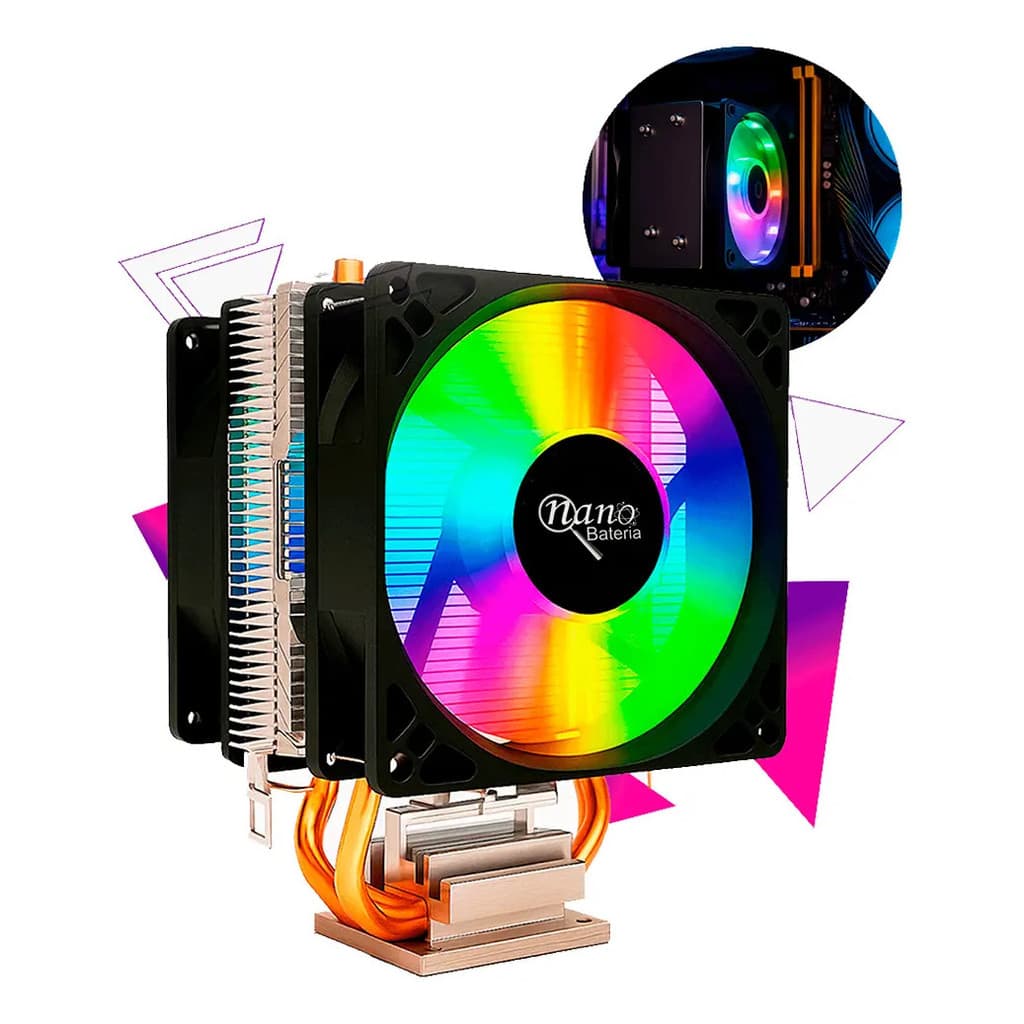 Cooler Duplo Rgb Para Processador Cpu Pc Gamer Intel Ryzen Am5 Am4 Am3 775 1150 1155 1200 1700 X99 Nano Bateria