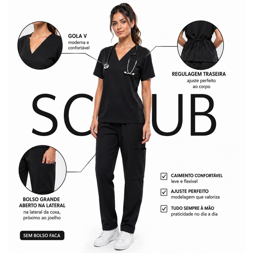 Pijama Cirúrgico Hospitalar Scrub Moda Para Profissionais da Saúde Tendência