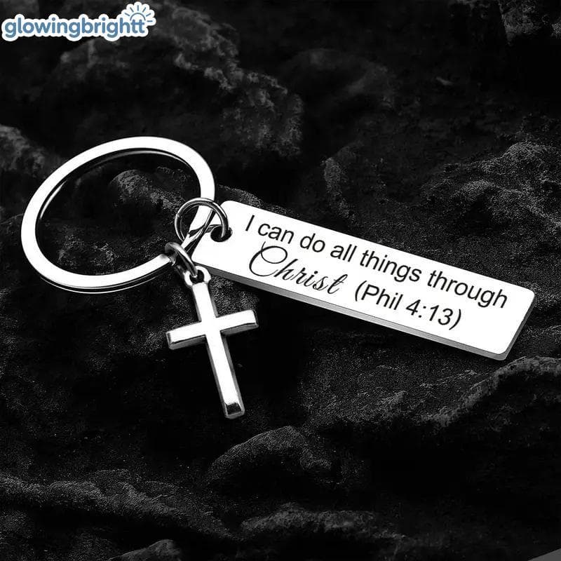 GLOWI Let Lead Faith Cross Chaveiro De Aço Inoxidável Bolsa Religiosa Charme Presente