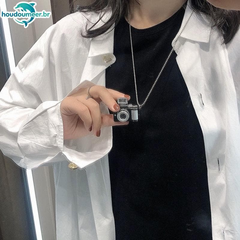HOUDO Moda Flash Light Camera PendantNelace Para Mulheres Homens Punk Long Chain Nelace Vintage