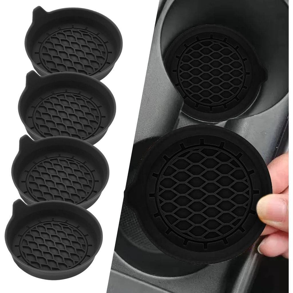 4 Peças de Protetores para Porta-Copos de Carro, Tapetes de Silicone Antiderrapantes para Porta-Copos de Veículos, Acess