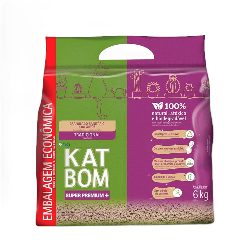 Areia Higiênica Katbom Natural Tradicional 6kg (Roxa)