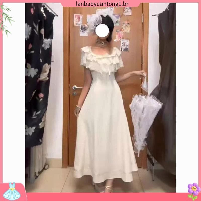 Francês Super fada arco estilo suave vestido de renda verão doce idade-reduzindo cintura estreita mais magro olhar saia