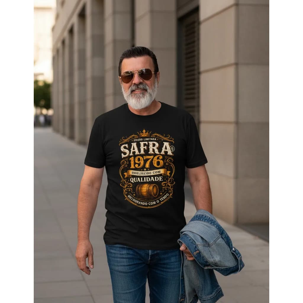 Camiseta Masculina Safra 1976 Edição Limitada 100% Algodão Premium