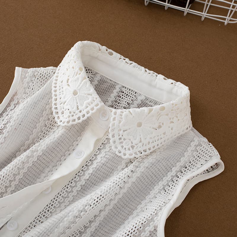 Colar falso feminino All-Match não-ferro camisa colarinho outono inverno boneca colar falso renda oco camisa colar camis
