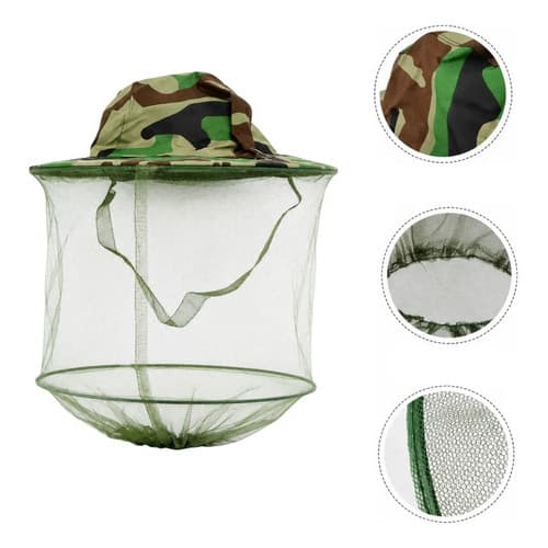 Chapéu Com Tela Mosquiteiro Para Pesca Camuflado Tamanho Uníco