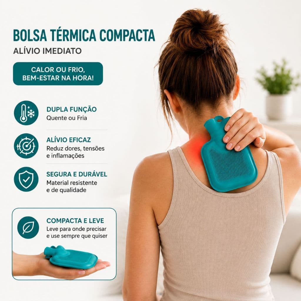 Bolsa Térmica Água Quente Frio Compressa Alívio Dor Cólica Muscular Pescoço Costas