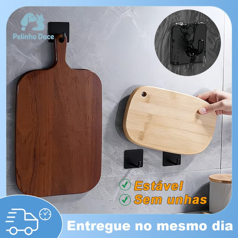 Gancho Inox Adesivo 3m Parede Suporte Cabide Autocolante Pendurar Chave Utensílios Resistente