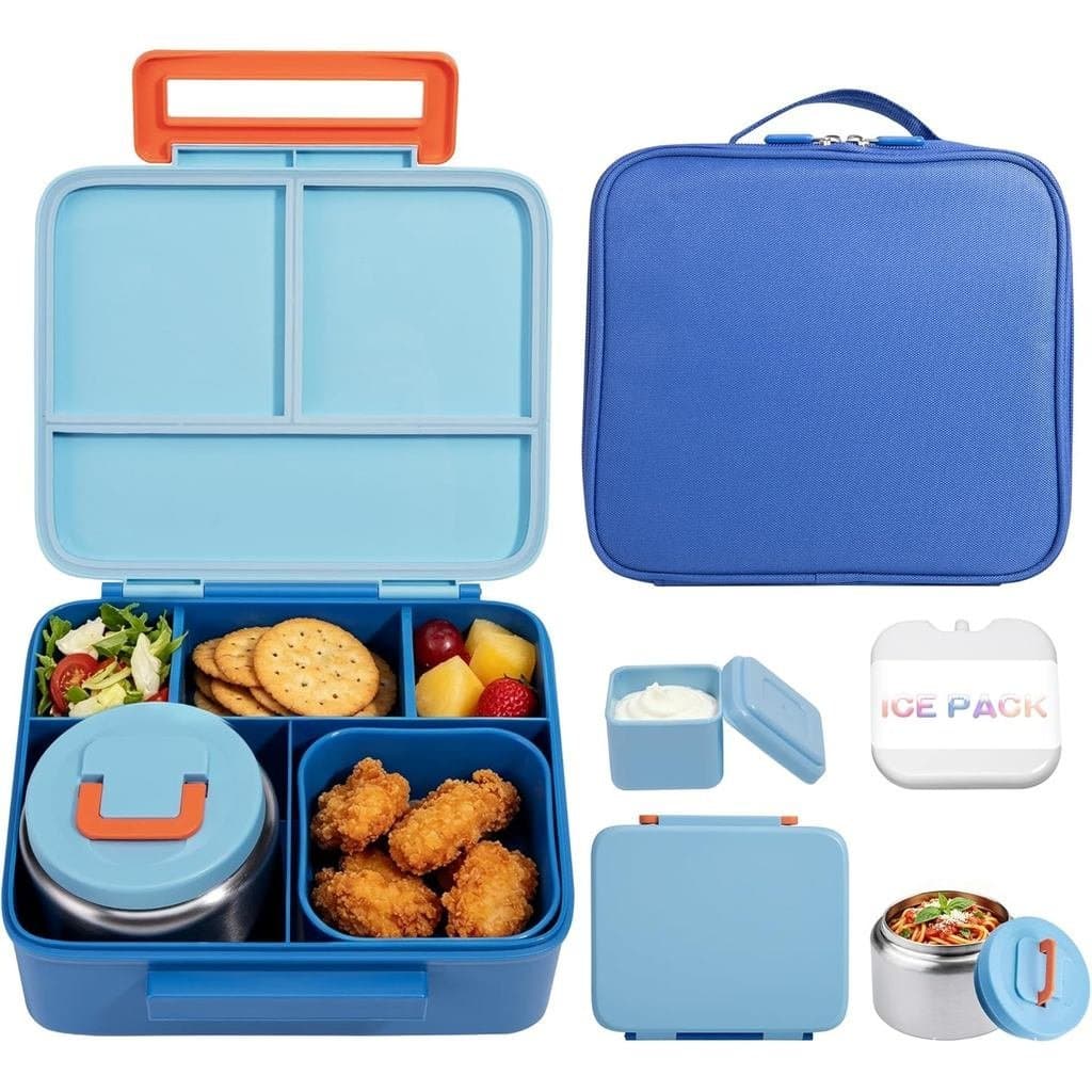 Lancheira azul para meninos, 8 onças, lancheira à prova de vazamentos para sopa, recipiente isolado para molhos, 226,8 g