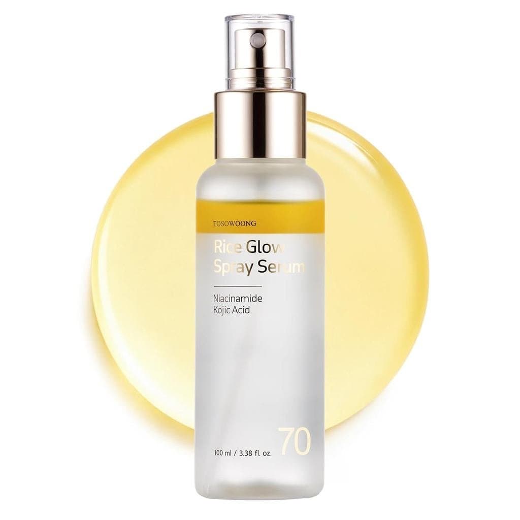 TOSOWOONG Rice Glow Spray Serum, 70% Água de Farelo de Arroz, Vitamina C, Ácido Kójico, Glutationa, Ácido Hialurônico, P