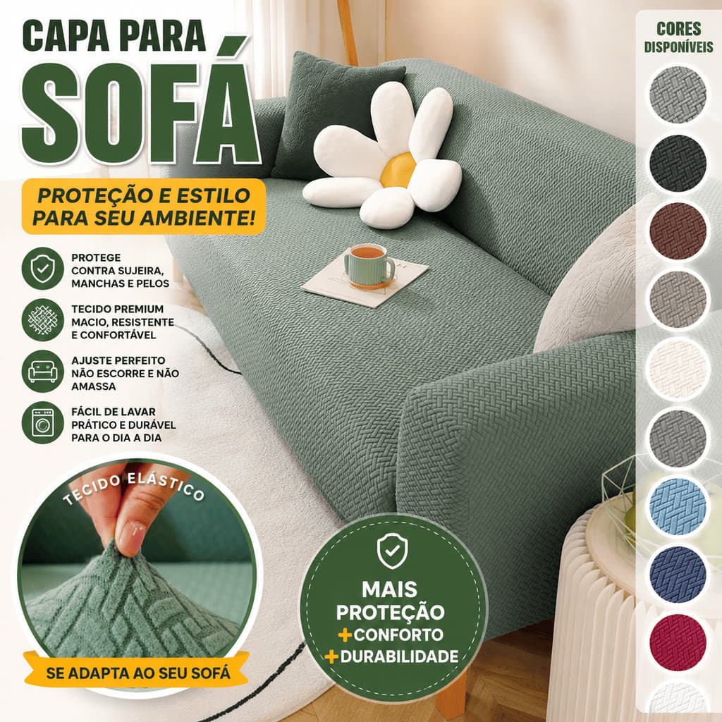 KIT 2x Capa Para Sofá Estampada Jogo P/ 2 e 3 Lugares Antiderrapante À Prova De Poeira Lavável Alta Qualidade Elastica