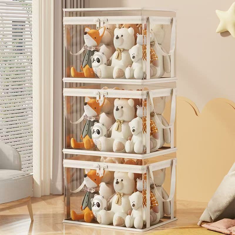 Cesto Cubo PVC Malha Transparente Dobrável Multiuso Armazena Brinquedos, Brinquedos de Pelúcia, Blocos de Construção e L