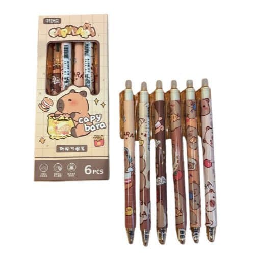 Caneta Esferográfica Retrátil Apagável Capivara Azul Kit C/6unidades.