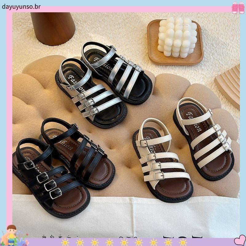 Verão meninas sandálias crianças sapatos romanos Casual tecido macio-sola sapatos de bebê praia princesa meninas sapatos