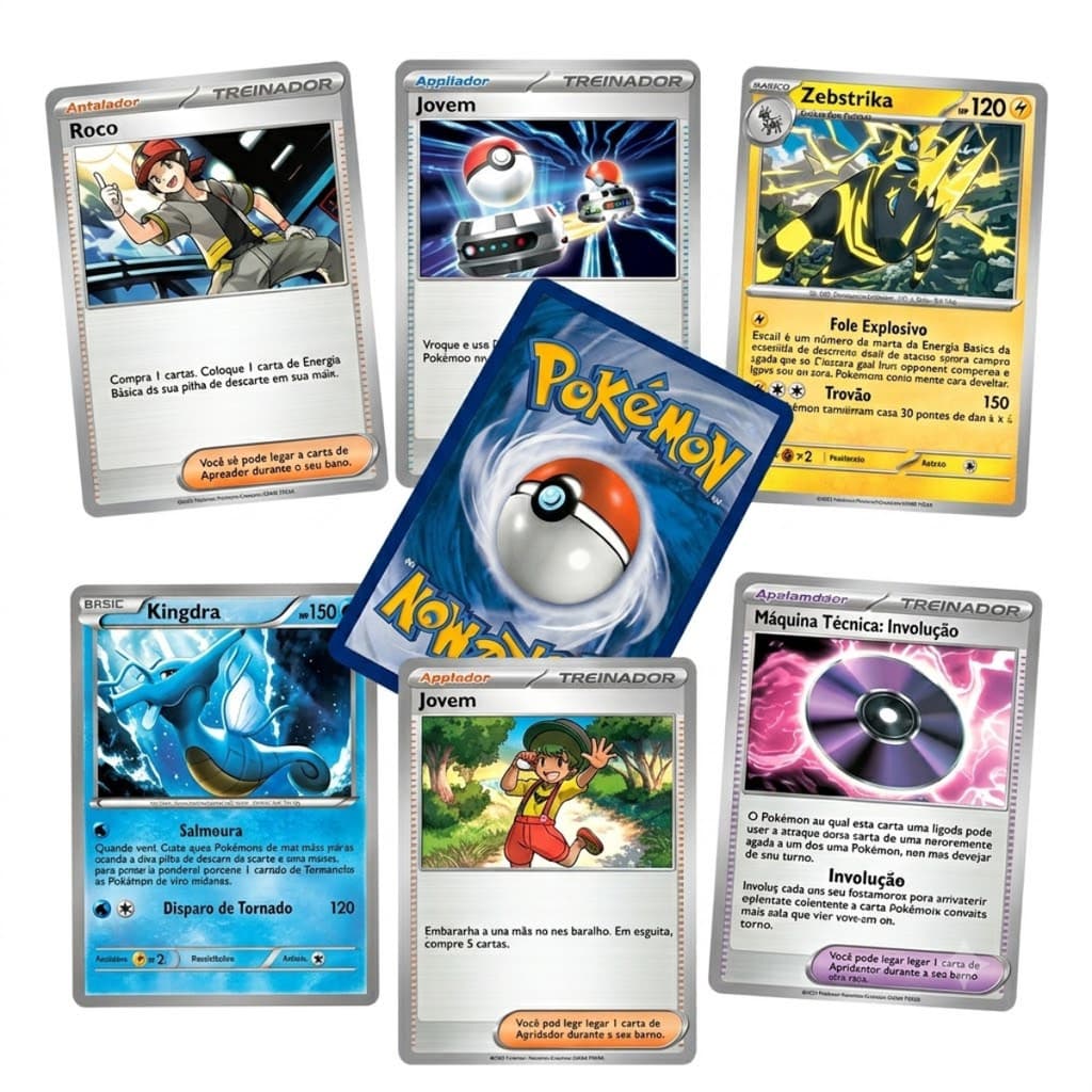 Kit Cartas Pokémon Colecionáveis Cards Legends  Figurinhas com Treinador Raras e Brilhantes para Coleção e Jogo de Bafo
