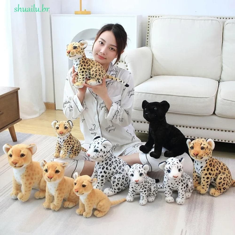 Brinquedo de Pelúcia Simulado de Leopardo da Neve SHUAILU, Leãozinho Macio e Fofo, VC3O