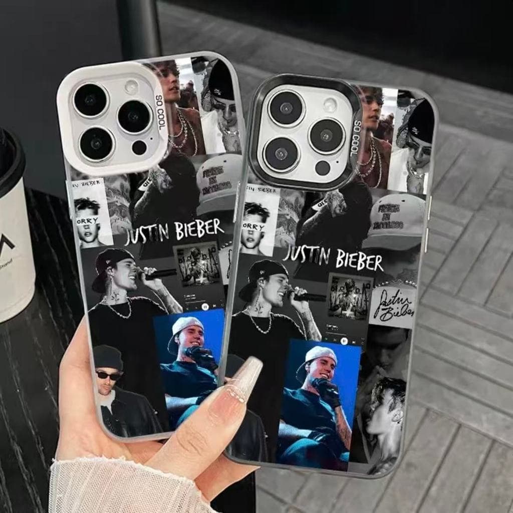 Capinha para iPhone 17/16/15/14/13/12 Pro Max capinha celular Justin Bieber colagem estrela anti queda capa total