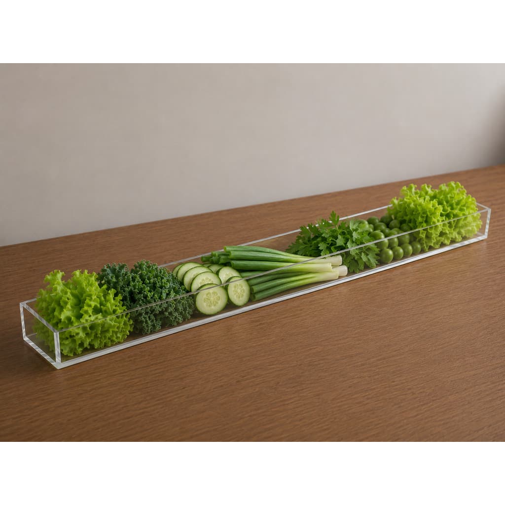 Bandeja Retangular Acrílico Cristal 110x18x3cm 3mm