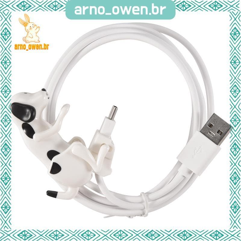 [arno_owen.br] Para Cabo De Carregador Rápido Tipo C Engraçado Humping Dog Smartphone 1.2M Carregamento USB Branco