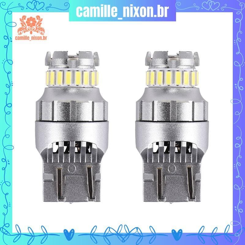 [camille_nixon.br] 2 Unidades Carro T20 7440 W21W LED Canbus Luzes Reversas 7443 Lâmpada De Sinalização De Freio Traseir