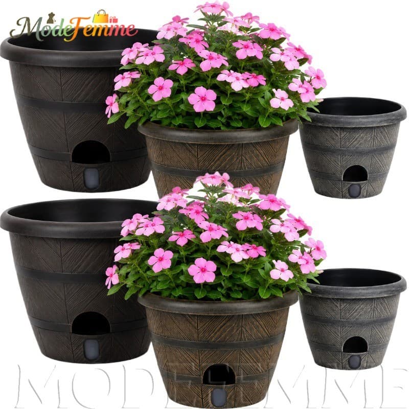 [À Venda] Barril De Cultivo De Plantas-Balde De Uísque Estilo Flowerprot-Plantador Preguiçoso Com Rega Automática-Pote B