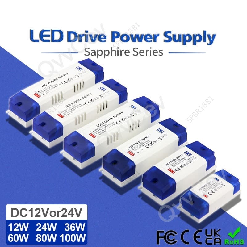 12W 24 36 60 100 2A 3A 5A Adaptador De Fonte De Comutação AC 110-240V Para DC 12V 24V LED COB Tira Iluminação Driver Tra