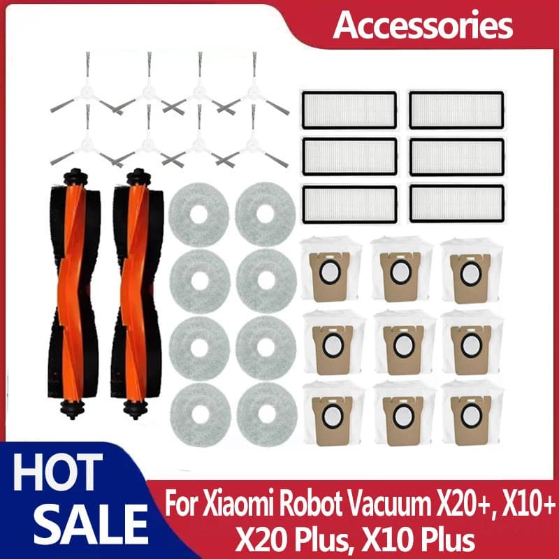 Acessórios Para Xiaomi Robô Vácuo X20 + X10 + X20 Plus X10 Peças Escova Lateral Principal Filtro Hepa Mop Pano Saco De P