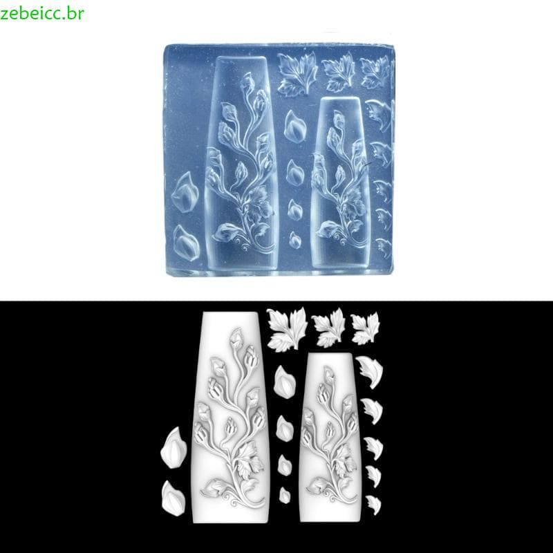 zebeicc Escultura Molde Arte Do Prego Modelo Silicone Para Artesanato Elegante Resina Floral 3D