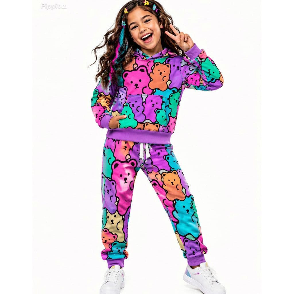 Conjunto Moletom Agasalho Infantil Feminino Personagens Ursinhos Quentinho Antialérgico Não Pinica
