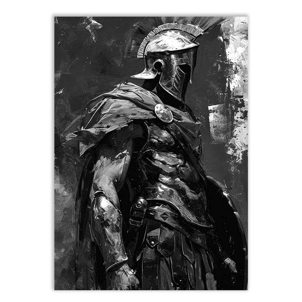 Placa Quadro Decorativo Soldado Romano Preto Branco Masculinidade Quadro Decorativo Decoracao Sala Quarto Parede